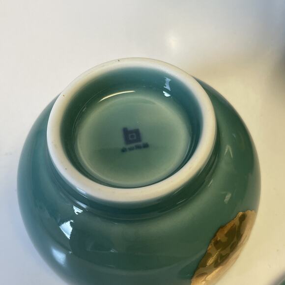 Hakusan Toki Hasami Ware Blue Celadon Service For 5 Tea Set With Gold Accents - Picture 6 of 15